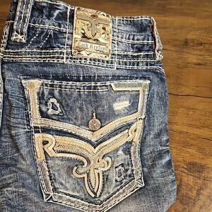 Mens Rock Revival "Keenan" Size 42 Straight Leather Insert Distressed